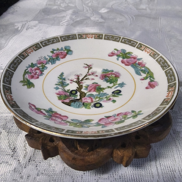 Porcelain Decorative Dessert Plate with Pink Floral Motif - Picture 7 of 12